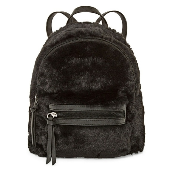 black furry backpack